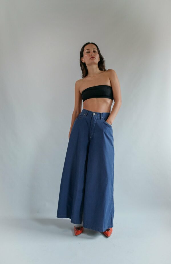 Jean Paul Gaultier Jeans 90S Indigo Extra Wide Leg Trouser/Skirt/ Culottes Xs