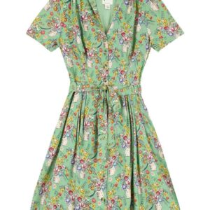 Joanie Clothing Barb Blue Floral Vase Print Tea Dress- UK 20