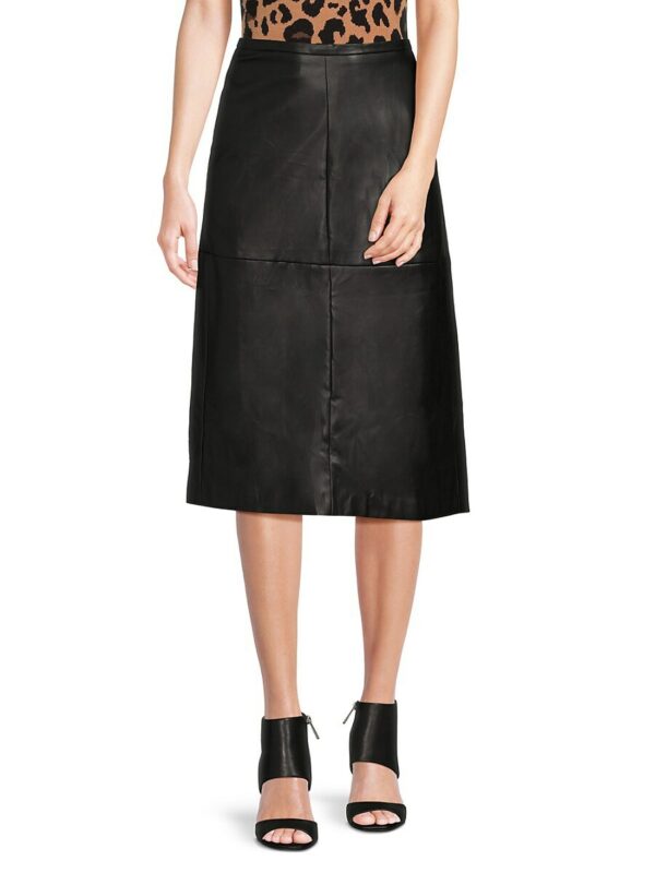 Joe's Jeans Women's Doreen Faux Leather A-Line Midi Skirt - Jet Black - Size M