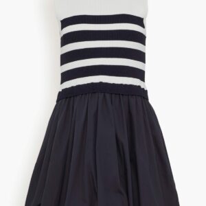 Josey Sleeveless Bubble Skirt Mini Dress in Midnight Stripe