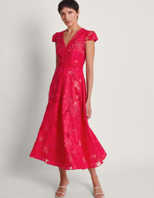 Josie Jacquard Tea Dress Red