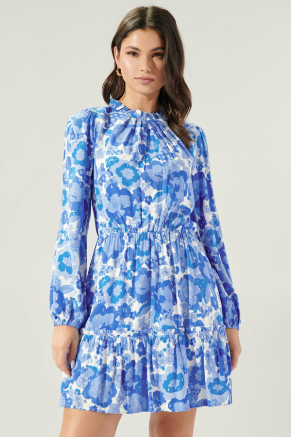 Juliani Floral Balloon Sleeve Blouson Tea Dress