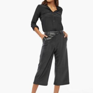 JustFab Faux Leather Culottes Womens Black Size S