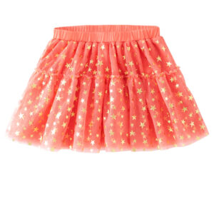 JustFab Star Sparkle Tulle Skirt Womens Orange w/Gold Stars Size XL