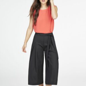 JustFab Tie Front Culottes Womens Black Size S