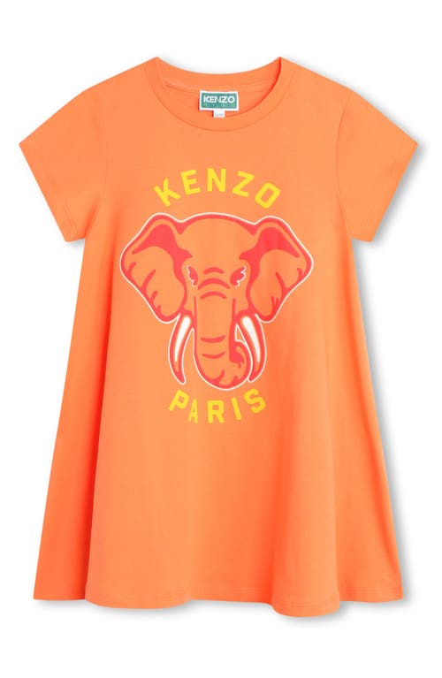 KENZO Kids' Trapeze Cotton Graphic T-Shirt Dress in Poppy at Nordstrom, Size 10Y