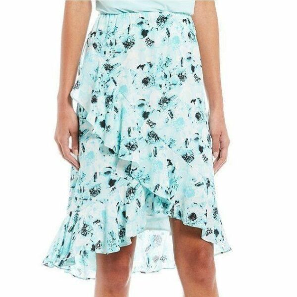 Kasper Blue Sea Glass Floral Tulip Skirt 12 Or Large Msrp 79, Women's (Size 34)