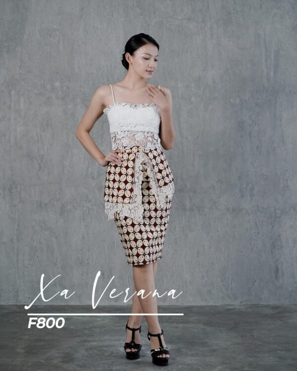 Kebaya Modern, Handmade Batik Skirt, Brocade Bustier With White Lace, Tulip High Waist Dresses in Skirt And