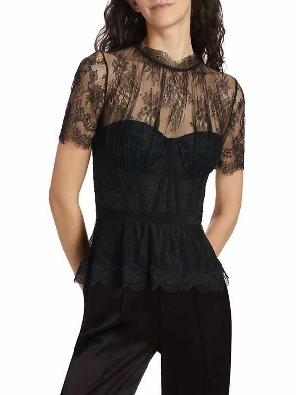 Kehlani Lingerie Short Sleeve Bustier Top In Black