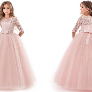 Kids Lace Detail Tulle Skirt Princess Dress - 5 Colours & 5 Sizes