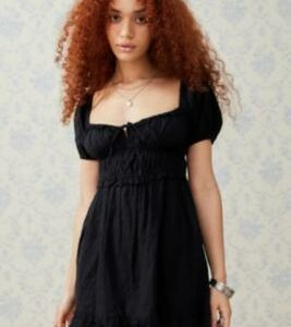 Kimchi Blue Farron Babydoll Mini Dress - Black XS at Urban Outfitters