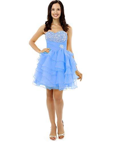 Kivary Beaded Tiers Organza Short Corset Prom Homecoming Cocktail Dresses Sky Bl