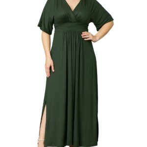 Kiyonna Plus Size Vienna Kimono Sleeve Long Maxi Dress - Matcha green tea