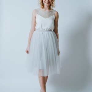 Knee-Length Dress "Iceland" With Blue Tulle Skirt