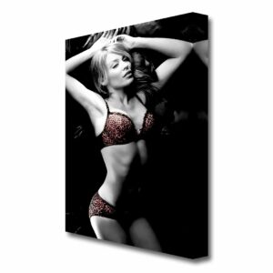 'Kylie Minogue Lingerie Colour Black And White' Photographic Print on Canvas