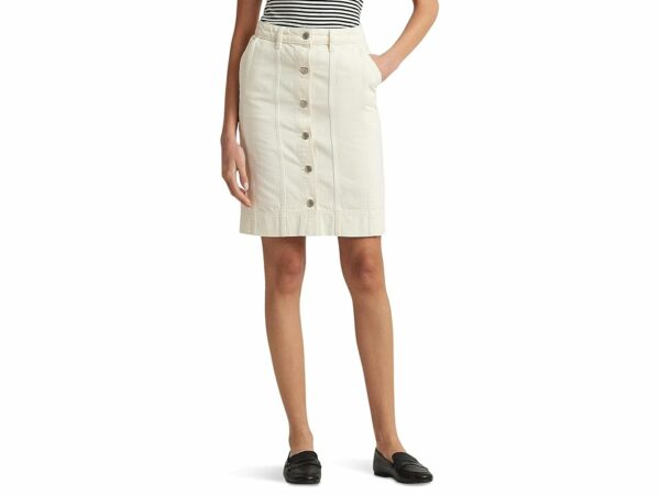 LAUREN Ralph Lauren Denim Pencil Mini Skirt (Mascarpone Cream Wash) Women's Skirt