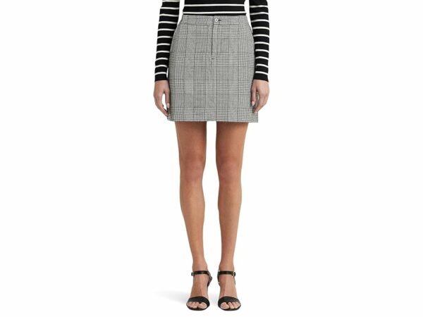 LAUREN Ralph Lauren Glen Plaid Tweed Pencil Miniskirt (Black/Mascarpone Cream) Women's Skirt