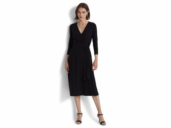 LAUREN Ralph Lauren Jersey-Matte Midi Dress (Black) Women's Dress