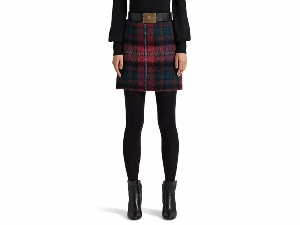 LAUREN Ralph Lauren Plaid Pencil Miniskirt (Pink Multi) Women's Skirt