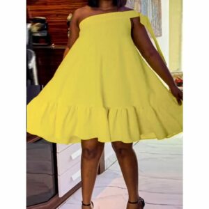 LW Plus Size One Shoulder Bandage Ruffle Design Dress