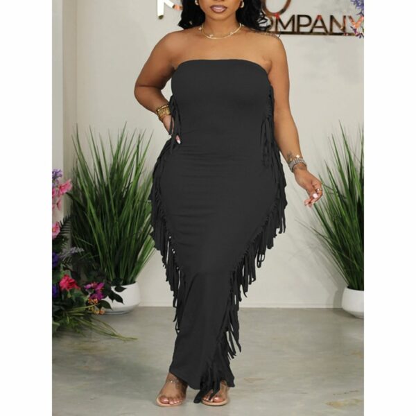 LW SXY Plus Size Tassel Design Bodycon Tube Dress