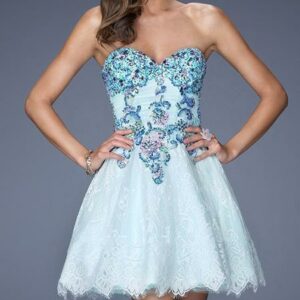 La Femme Gigi - 19973 Embellished Lace Strapless Babydoll Dress