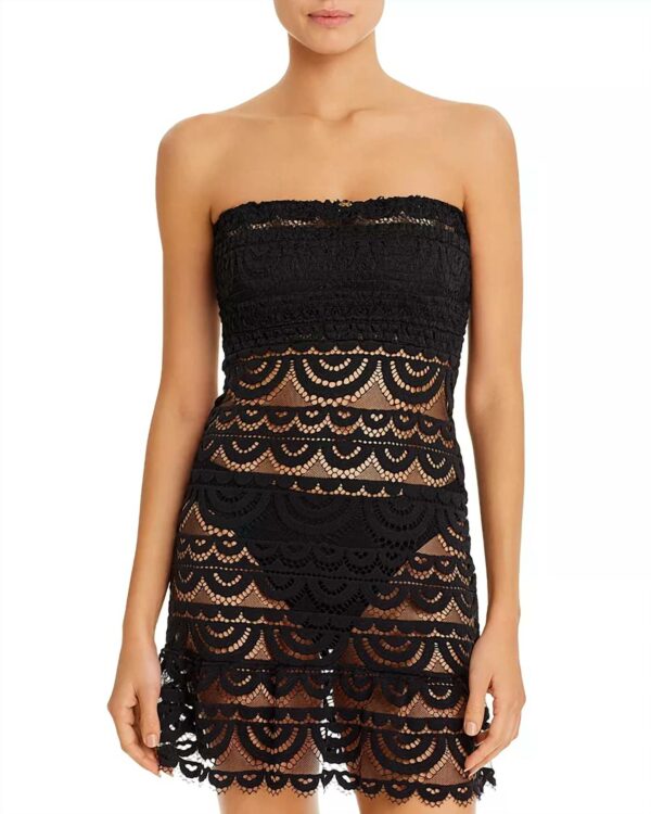 Lace Tube Dress/cover Up In Black