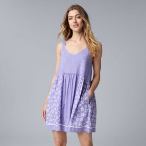 Women's Simply Vera Vera Wang Woven Chemise, Size: Medium, Purple Star