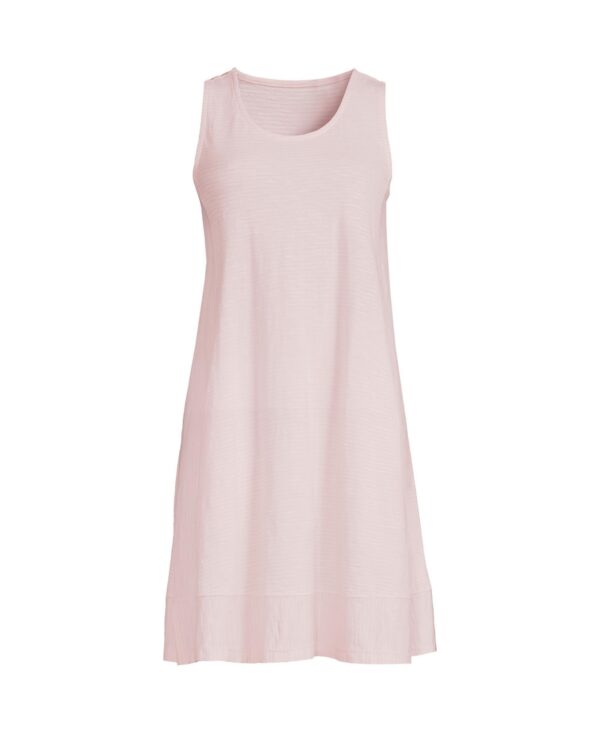 Lands' End Women's Cotton Slub Swing Tank Dress - Soft tea rose stripe