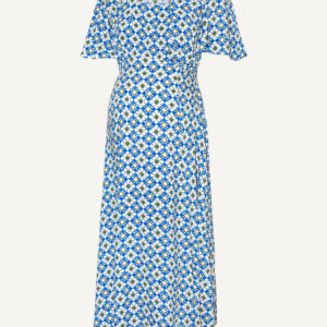 Maternity Blue Geometric Dee Dee Midi Dress