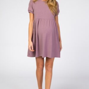 Lavender Ribbed Babydoll Maternity Dress