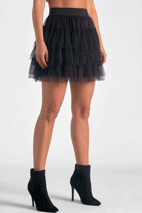 Layered Tulle Mini Skirt In Black