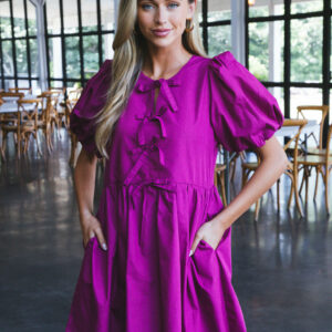 Lea Puff Sleeve Babydoll Dress Plum