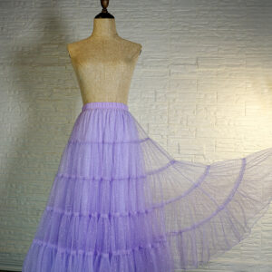 Light-purple Tiered Tulle Maxi Skirt Outfit Women Plus Size Sparkle Tulle Skirt