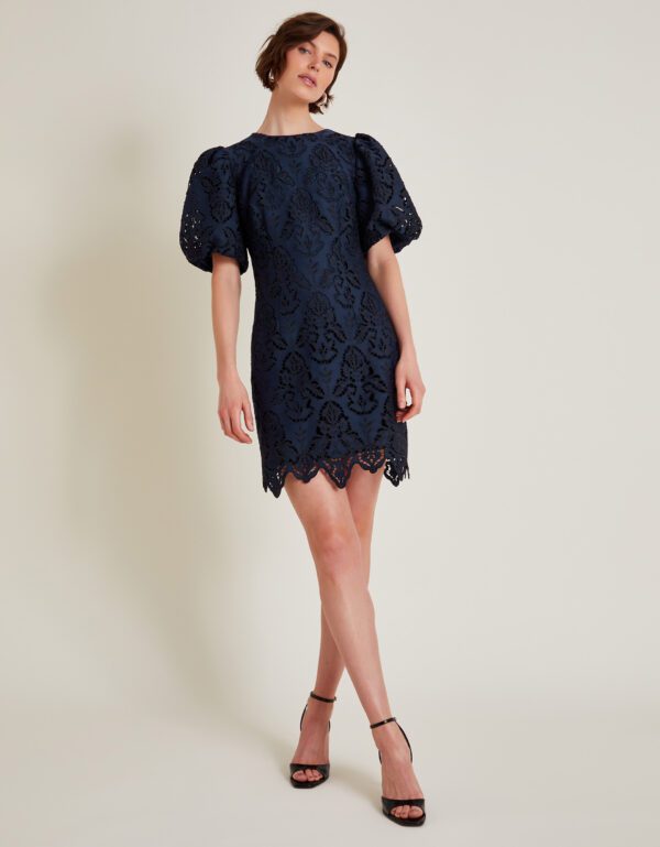 Lila Lace Tunic Mini Dress Blue