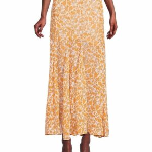 Lilith Floral Maxi Godet Skirt - Yellow