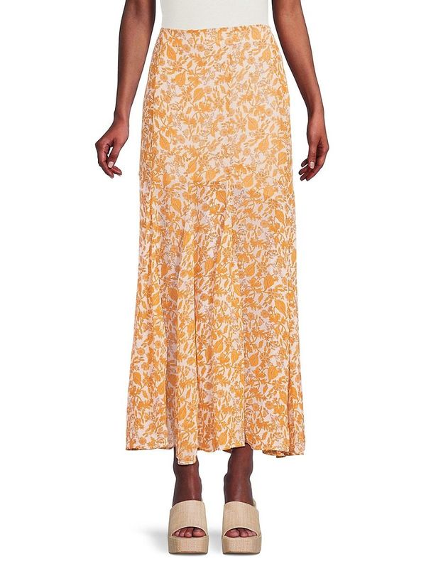 Lilith Floral Maxi Godet Skirt - Yellow