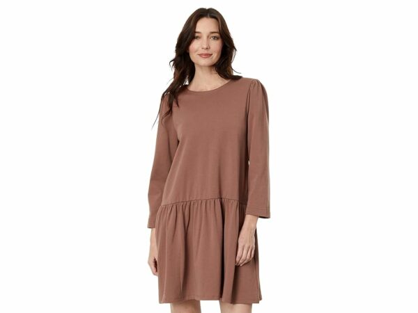 Lilla P Wide Sleeve Peplum Dress (Clove) Women's Dress