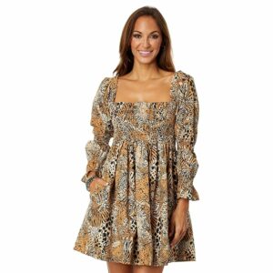 Lilly Pulitzer Beyonca Long Sleeve Smock (Rattan Walk On The Wild Side) Women's Dress