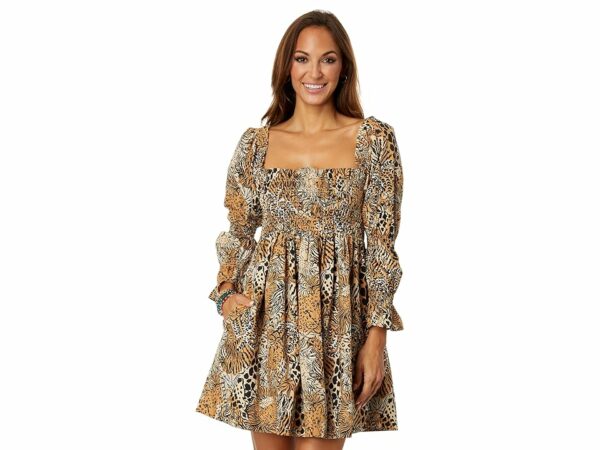 Lilly Pulitzer Beyonca Long Sleeve Smock (Rattan Walk On The Wild Side) Women's Dress