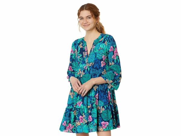 Lilly Pulitzer Gabriel 3/4 Sleeve Tunic (Low Tide Navy Life Of The Party) Women's Dress