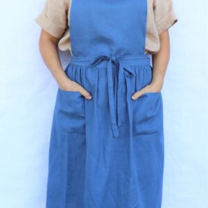 Linen Apron, Linen Pinafore, Dress, Cross Back With Two Front Pockets, Mothers Day Gift