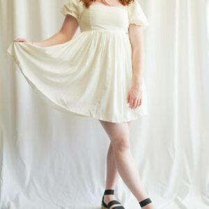 Linen Babydoll Dress In White