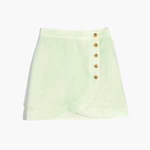 Linen-Blend Tulip-Hem Mini Skirt: Earth-Dyed Edition