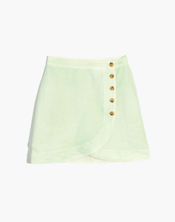 Linen-Blend Tulip-Hem Mini Skirt: Earth-Dyed Edition