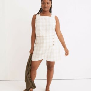 Linen-Blend Tulip-Hem Mini Skirt: Undyed Edition