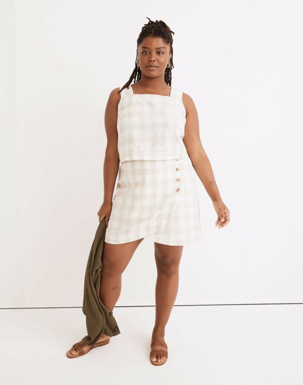 Linen-Blend Tulip-Hem Mini Skirt: Undyed Edition