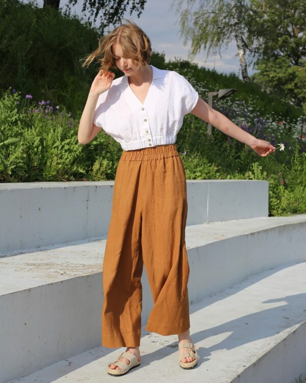 Linen Culottes Alcudia in Cinnamon | Wide Leg Linen Pants Plus Size