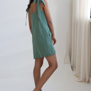 Linen Mini Dress, Linen Shift Pinafore, Slip Beach Dress Flora