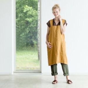 Linen Pinafore Apron/ Dress/Apron in Amber